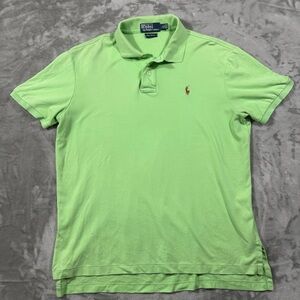 Polo Ralph Lauren Polo Shirt Mens Large Green Pima Interlock Short Sleeve L
